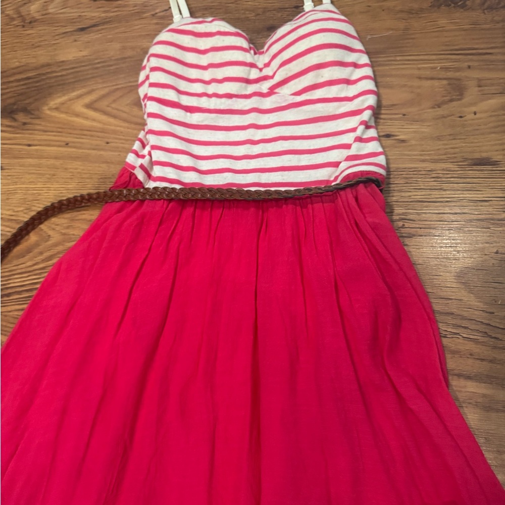 Cute pink and white belted dress